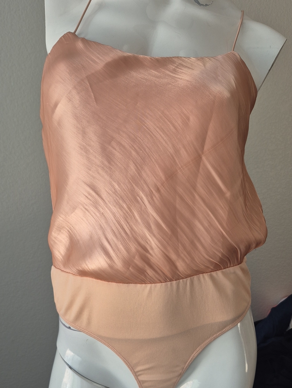 Leith Satin Peach Blouson Bodysuit